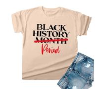 Camisetas genéricas de manga larga para mujer camisetas negras: camiseta negra del mes para las mujeres camiseta africana gráfica negra Freedom Tops, beige, S