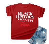 Camisetas genéricas de manga larga para mujer camisetas negras: camiseta negra del mes para las mujeres camiseta africana gráfica negra Freedom Tops, rojo, XXL