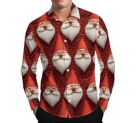 Camisetas genéricas para hombre de manga corta impresas de Navidad, Blusas abotonadas Originales de manga larga, Blusa festiva para las vacaciones blanco debajo de la camisa, rojo, XXL