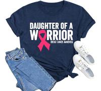 Camisetas genéricas para mujeres contra el cáncer de mama, camisetas de cinta, camisetas de conciencia sobre el cáncer de mama, azul marino, XXL