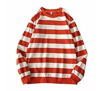 Camisetas góticas a rayas Y2K Acubi para hombre, holgadas, de gran tamaño, sudaderas de punto con cuello redondo, Naranja, XX-Large