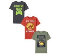 Camisetas gr ficas de manga corta para ni os de The Children's Place (paquete de 3) Taco Tues/Give Pizza/Current Mood Medium