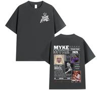 Camisetas Gráficas De Rapero Myke Towers, Ropa para Hombres Y Mujeres, Camiseta De Gran Tamaño De Hip Hop a La Moda, Camisetas De Manga Corta Unisex (E L)