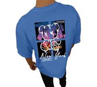 Camisetas gráficas para hombre 2026 con cuello redondo, atléticas, lindas camisetas casuales de moda de manga corta, ajuste holgado, camisetas de diseñador de moda, camisetas de verano, azul, 3XL