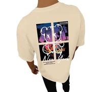 Camisetas gráficas para hombre 2026 con cuello redondo, atléticas, lindas camisetas casuales de moda de manga corta, ajuste holgado, camisetas de diseñador de moda, camisetas de verano, beige, M