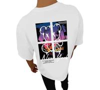 Camisetas gráficas para hombre 2026 con cuello redondo, atléticas, lindas camisetas casuales de moda de manga corta, ajuste holgado, camisetas de diseñador de moda, camisetas de verano, blanco, 3XL