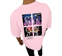 Camisetas gráficas para hombre 2026 con cuello redondo, atléticas, lindas camisetas casuales de moda de manga corta, ajuste holgado, camisetas de diseñador de moda, camisetas de verano, rosa, S