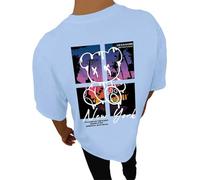 Camisetas gráficas para hombre 2026 con cuello redondo, atléticas, lindas camisetas casuales de moda de manga corta, ajuste holgado, camisetas de diseñador de moda, camisetas de verano, azul claro, L