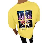 Camisetas gráficas para hombre 2026 con cuello redondo, atléticas, lindas camisetas casuales de moda de manga corta, ajuste holgado, camisetas de diseñador de moda, camisetas de verano, amarillo, M