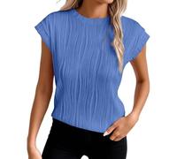 Camisetas Gym Mujer Camiseta Femenina de Manga Corta con Estampado Floral Retro y Ajuste en la Cintura para un Informal y cómodo en el día a día (Blue, L)