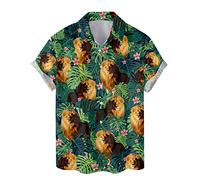 Camisetas hawaianas de hongos de Family Gifts Kingdom para hombres y mujeres, camisa de hongos, camisa de botones de hongos, león 1, M