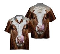 Camisetas Hawaianas gráficas de Vacas Lindas Moda Verano Animales Divertidos Impresas en 3D para Hombres/Mujeres Blusas Casuales Streetwear de Gran tamaño