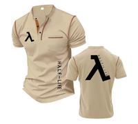 Camisetas Henley Cómodas para Hombre Ropa Interior H.a..lf-L.i.fe Polo De Manga Corta con Estampado Gráfico Y Cuello Alto Estilo Deportivo-KQiSe||XX_l