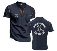 Camisetas Henley De Manga Corta para Hombre De A.na.RC.h.y S.on.s Polos Camisetas Informales Camisetas Clásicas con Botones Camisetas Básicas Y Elegantes Camisetas Deportivas De Manga Cor Navy-2 XXXL