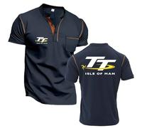 Camisetas Henley De Manga Corta para Hombre De I.s.l.e of M.a.n T..T Polos Camisetas Informales Camisetas Clásicas con Botones Camisetas Básicas Y Elegantes Camisetas Deportivas De Manga Cor Navy-3 M