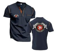 Camisetas Henley De Manga Corta para Hombre De I.s.l.e of M.a.n T..T Polos Camisetas Informales Camisetas Clásicas con Botones Camisetas Básicas Y Elegantes Camisetas Deportivas De Manga Cor Navy-1 M
