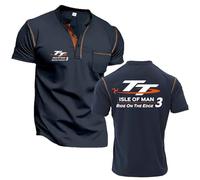 Camisetas Henley De Manga Corta para Hombre De I.s.l.e of M.a.n T..T Polos Camisetas Informales Camisetas Clásicas con Botones Camisetas Básicas Y Elegantes Camisetas Deportivas De Manga Cor Navy-2 M
