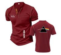 Camisetas Henley Estampadas para Hombre Pi.n.k F.lo.yd Camiseta Deportiva Diseño Patchwork Ropa Suave Polos Cómodos Manga Corta Elástica-JHS||l