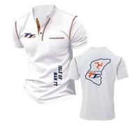 Camisetas Henley Hombre Manga Corta Estilo Fitness para I.s.l.e of M.a.n T..T Polo Cómodas Cuello Alto Interior Estampada Suave-BaiSe||XX_l