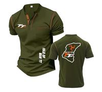 Camisetas Henley Hombre Manga Corta Estilo Fitness para I.s.l.e of M.a.n T..T Polo Cómodas Cuello Alto Interior Estampada Suave-JunlvSe||s