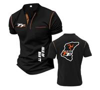 Camisetas Henley Hombre Manga Corta Estilo Fitness para I.s.l.e of M.a.n T..T Polo Cómodas Cuello Alto Interior Estampada Suave-HeiSe||m