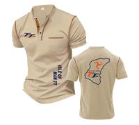 Camisetas Henley Hombre Manga Corta Estilo Fitness para I.s.l.e of M.a.n T..T Polo Cómodas Cuello Alto Interior Estampada Suave-KQiSe||XX_l
