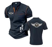 Camisetas Henley para Hombre Deportivas Ropa Superior La I.s.l.e of M.a.n T..T Polos Cómodos Suaves Corta con Patchwork Estampado Media Manga-ZQinSe||s