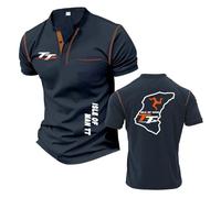 Camisetas Henley para Hombre Transpirables De Manga Corta para I.s.l.e of M.a.n T..T Collision Polos Color Camisetas De Entrenamiento Manga Corta-ZQS||l