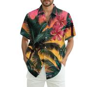 Camisetas Hombre Camisa Hawaiana Hombre Sobrecamisa Slim Fit Camisa Verano Blusas Casual Tallas Grandes T Shirt Hippie Blanca Ropa Ofertas Flash 2#Amarillo Terroso XL