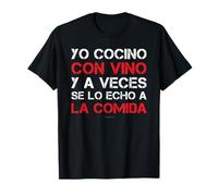 Camisetas Hombre Manga Corta Divertidas Yo Cocino Con Vino Camiseta