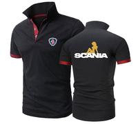 Camisetas Hombre Manga Corta Sc A. B, Informales Po.lo de Tenis de Golf con Estampado, Cómodo Informales Camiseta Hombre para Senderismo, Hombre(Black Red,L)