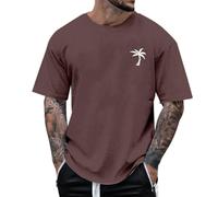 Camisetas Hombre Verano, T-Shirt Homem Playeras Camiseta De Verano para Hombre con Estampado De Árbol Pequeño Blusa De Manga Corta con Cuello Redondo (Brown XXS)