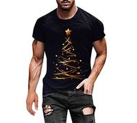 Camisetas Hombre Verano, Tshirt Homem Playeras Hombres Otoño Invierno Casual Manga Corta Navidad 3D Impreso Camisetas Moda Top Blusa (Gold M)