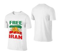 Camisetas I Stand with Iran Camisetas Gratis de Irán Camiseta de algodón de Manga Corta con Cuello Redondo y Bandera del Viejo León y el Sol para Hombres y Mujeres