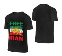 Camisetas I Stand with Iran Camisetas Gratis de Irán Camiseta de algodón de Manga Corta con Cuello Redondo y Bandera del Viejo León y el Sol para Hombres y Mujeres