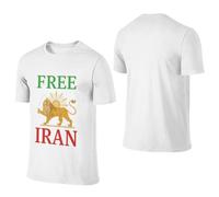 Camisetas I Stand with Iran Camisetas Gratis de Irán Camiseta de algodón de Manga Corta con Cuello Redondo y Bandera del Viejo León y el Sol para Hombres y Mujeres