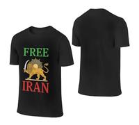 Camisetas I Stand with Iran Camisetas Gratis de Irán Camiseta de algodón de Manga Corta con Cuello Redondo y Bandera del Viejo León y el Sol para Hombres y Mujeres