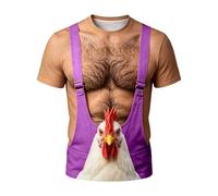 Camisetas informales de manga corta con divertido estampado de hombre musculoso para hombre - Ropa de calle perfecta de algodón suave para el uso diario Actividades de ocio, morado, 6XL