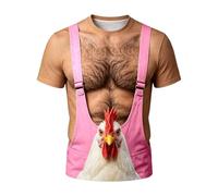 Camisetas informales de manga corta con divertido estampado de hombre musculoso para hombre - Ropa de calle perfecta de algodón suave para el uso diario Actividades de ocio, Rosa., L