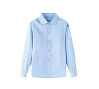 Camisetas interiores para niños con un botón Ollas blancas Niñas Bebé formal Capa Blusa Niños Niñas Ollas Bebé Camisa, azul, 9-10 años