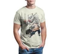 Camisetas La Colmena 7333-Demon Slayer Inosuke sumi-e T-Shirt (Dr.Monekers) (FR/ES, Letras, S, Regular, Regular, Lemon Citrus)