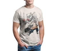 Camisetas La Colmena 7333-Demon Slayer Inosuke sumi-e T-Shirt (Dr.Monekers) (FR/ES, Letras, XXL, Regular, Regular, Ivory)