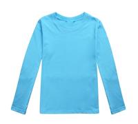 Camisetas lisas de verano para niños y niñas, de manga larga, lindas y holgadas, para gimnasio, otoño, ajuste holgado, casual, turista, camiseta de moda, azul, 2-3 años