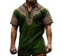 Camisetas Manga Corta Hombre Camiseta Casual con Estampado Medieval de Mitología para Hombre (Army Green, L)