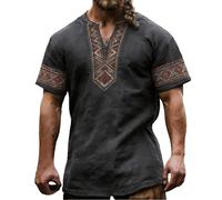 Camisetas Manga Corta Hombre Camiseta Casual con Estampado Medieval de Mitología para Hombre (Dark Gray, XXXL)