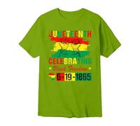 Camisetas Manga Corta Hombre Camiseta Conmemorativa gráfica de Juneteenth para Hombre celebración Día Libertad Historia Afroamericana (Green, L)