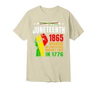 Camisetas Manga Corta Hombre Camiseta Conmemorativa gráfica de Juneteenth para Hombre celebración Día Libertad África Manga Corta (Beige, M)