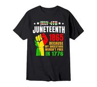 Camisetas Manga Corta Hombre Camiseta Conmemorativa gráfica de Juneteenth para Hombre celebración Día Libertad África Manga Corta (Black, S)