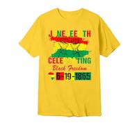 Camisetas Manga Corta Hombre Camiseta Conmemorativa gráfica de Juneteenth para Hombre celebración Día Libertad Historia Afroamericana (Yellow, L)