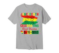 Camisetas Manga Corta Hombre Camiseta Conmemorativa gráfica de Juneteenth para Hombre celebración Día Libertad Historia Afroamericana (Grey, XXXL)